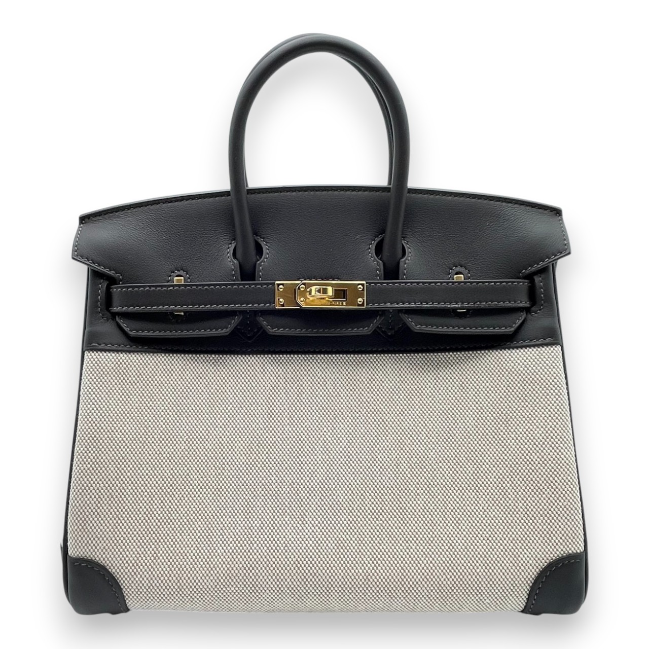 エルメス バーキン 25 べブラン/エクリュ スイフト/トワルアッシュ ゴールド金具 K刻印