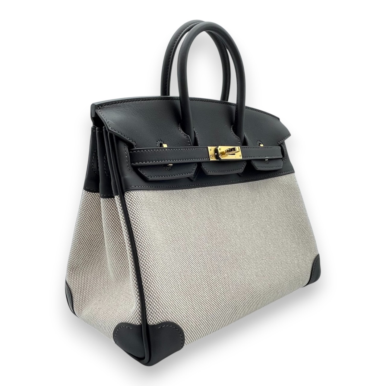 エルメス バーキン 25 べブラン/エクリュ スイフト/トワルアッシュ ゴールド金具 K刻印