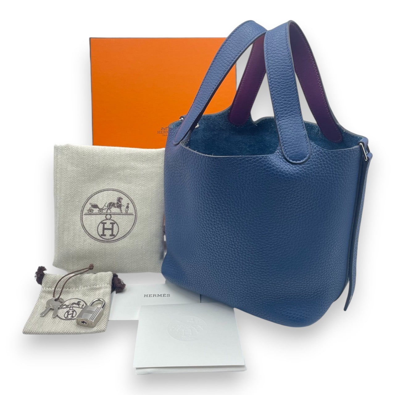 エルメス ピコタンロック エクラ PM ディープブルー/アネモネ トリヨン