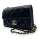 シャネル ミニ フラップバッグ 19 ブラック キャビアスキン ゴールド金具