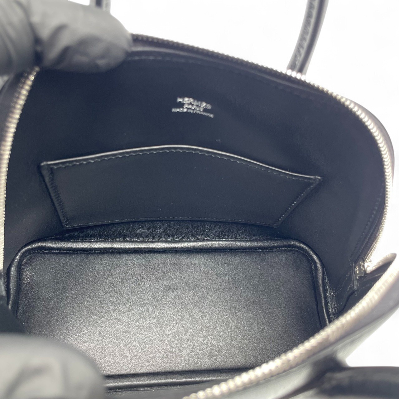 エルメス ボリード1923 ミニ ノワール シェーブル/シャムキラ シルバー金具 K刻印