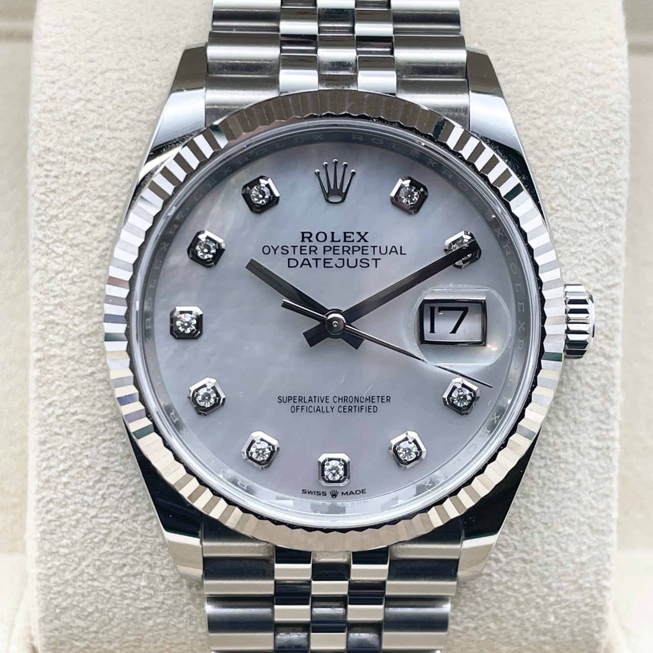 ロレックス デイトジャスト 126234NG ホワイトマザーオブパール ジュビリーブレス 36mm