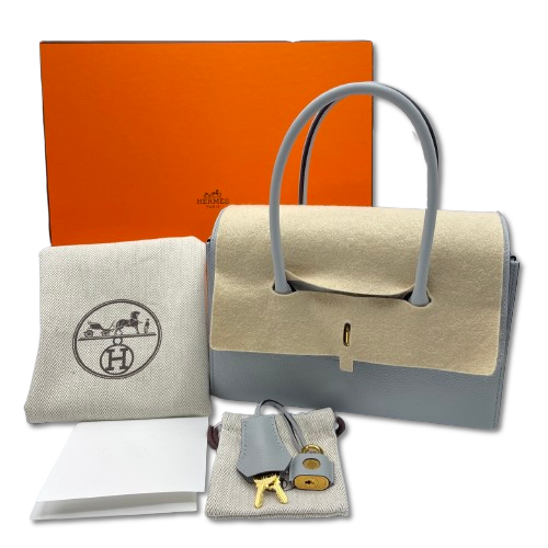 エルメス ニュードラッグⅡ 22 ブルーグラシエ エバーカラー ゴールド