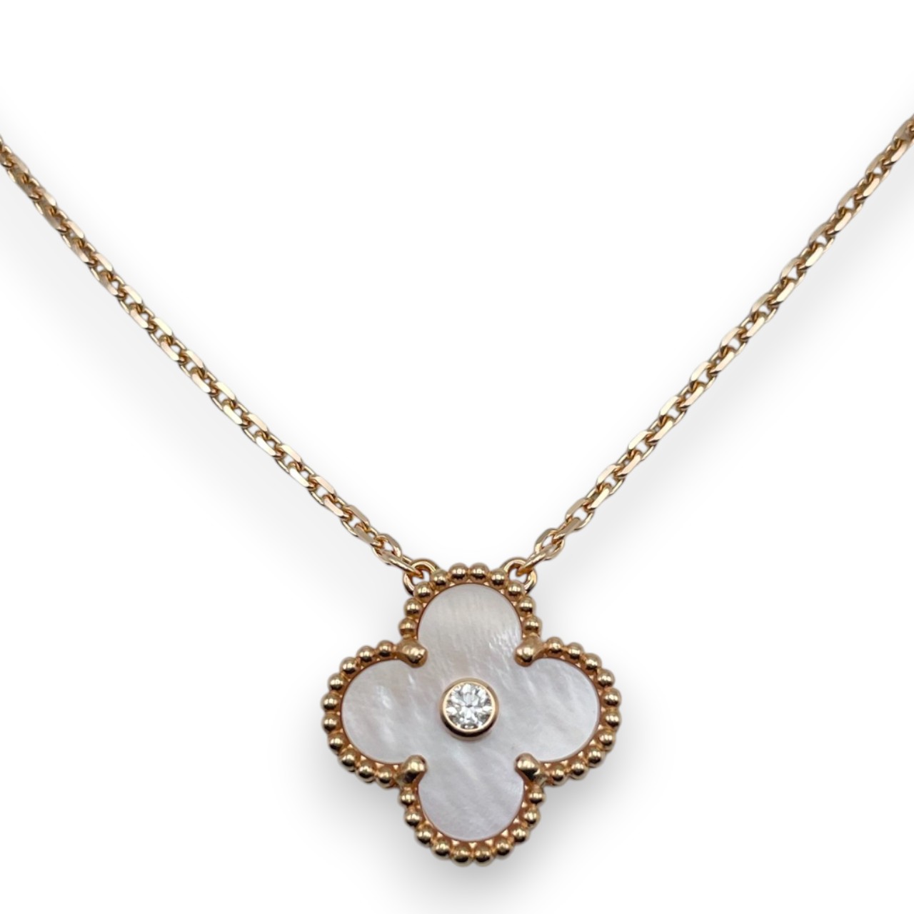 ヴァンクリーフ＆アーペル ヴィンテージアルハンブラ ネックレス VCARPM0P00 ピンクシェル ローズゴールド