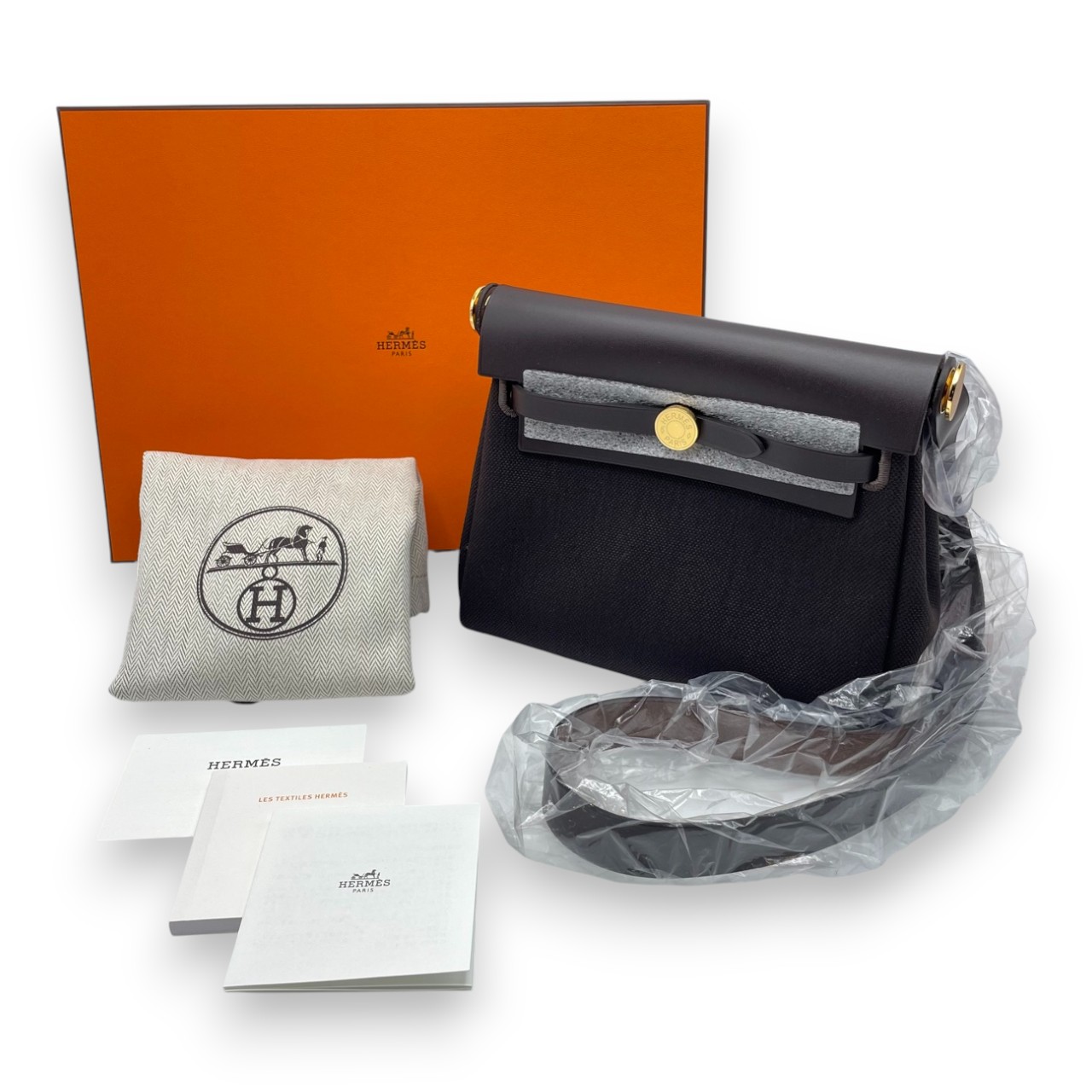 エルメス エールバッグ ジップ ミニ 20 エベンヌ トワルミリタリー/ヴァッシュハンター ゴールド金具 K刻印