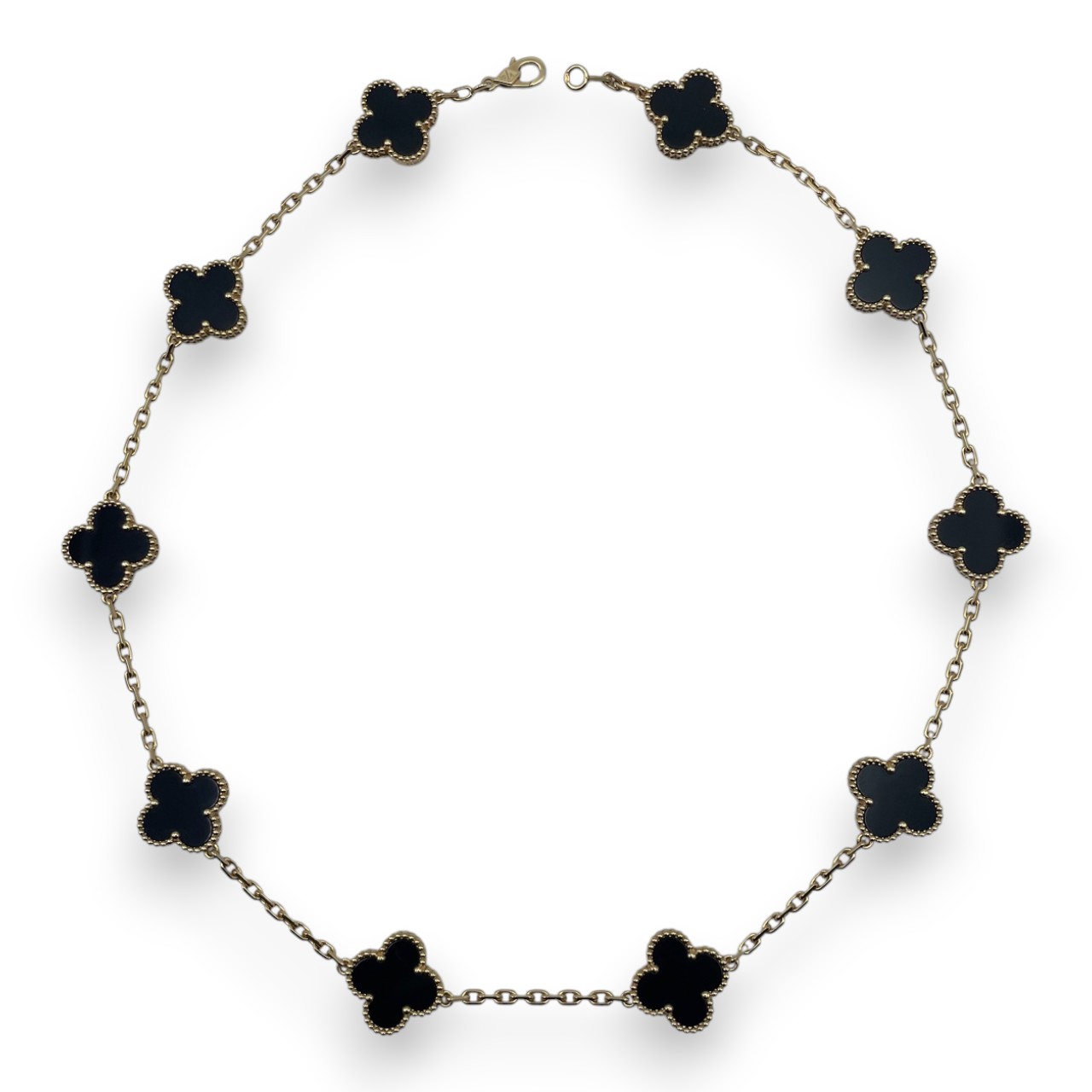 ヴァンクリーフ＆アーペル ヴィンテージアルハンブラ 10P ネックレス VCARA42700 オニキス イエローゴールド