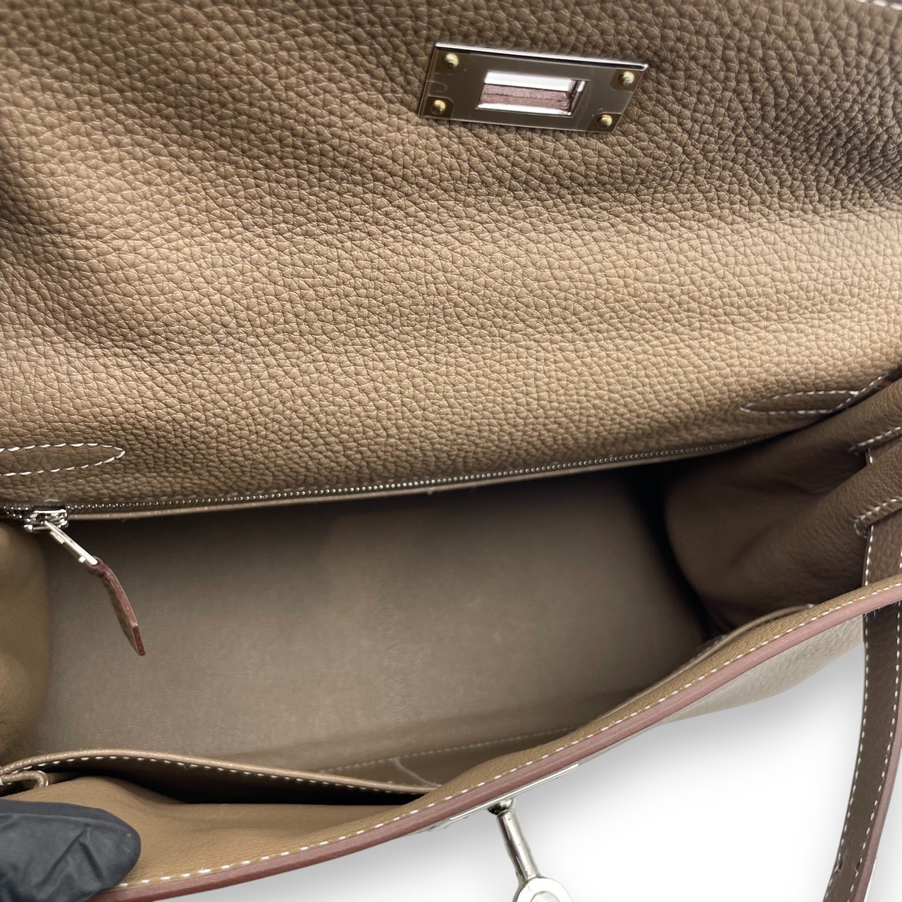 エルメス ケリー 28 エトゥープ トゴ シルバー金具 B刻印