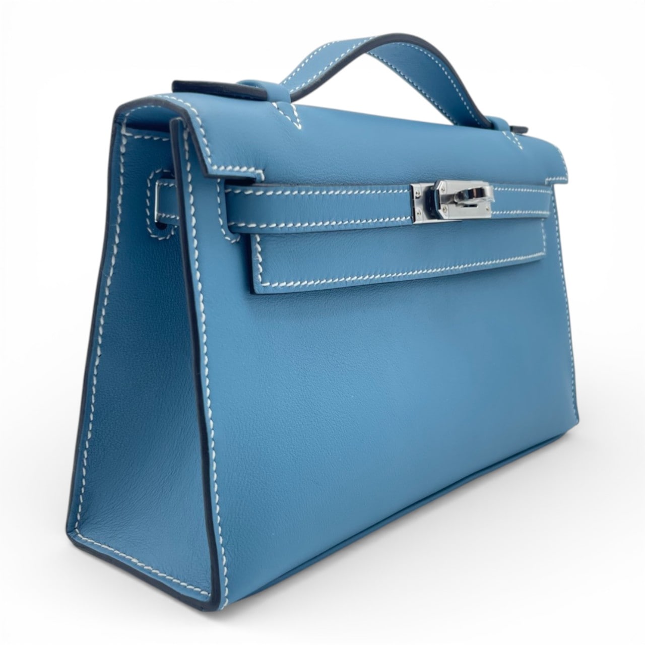 エルメス ポシェットケリー 22 ブルージーン スイフト シルバー金具 K刻印