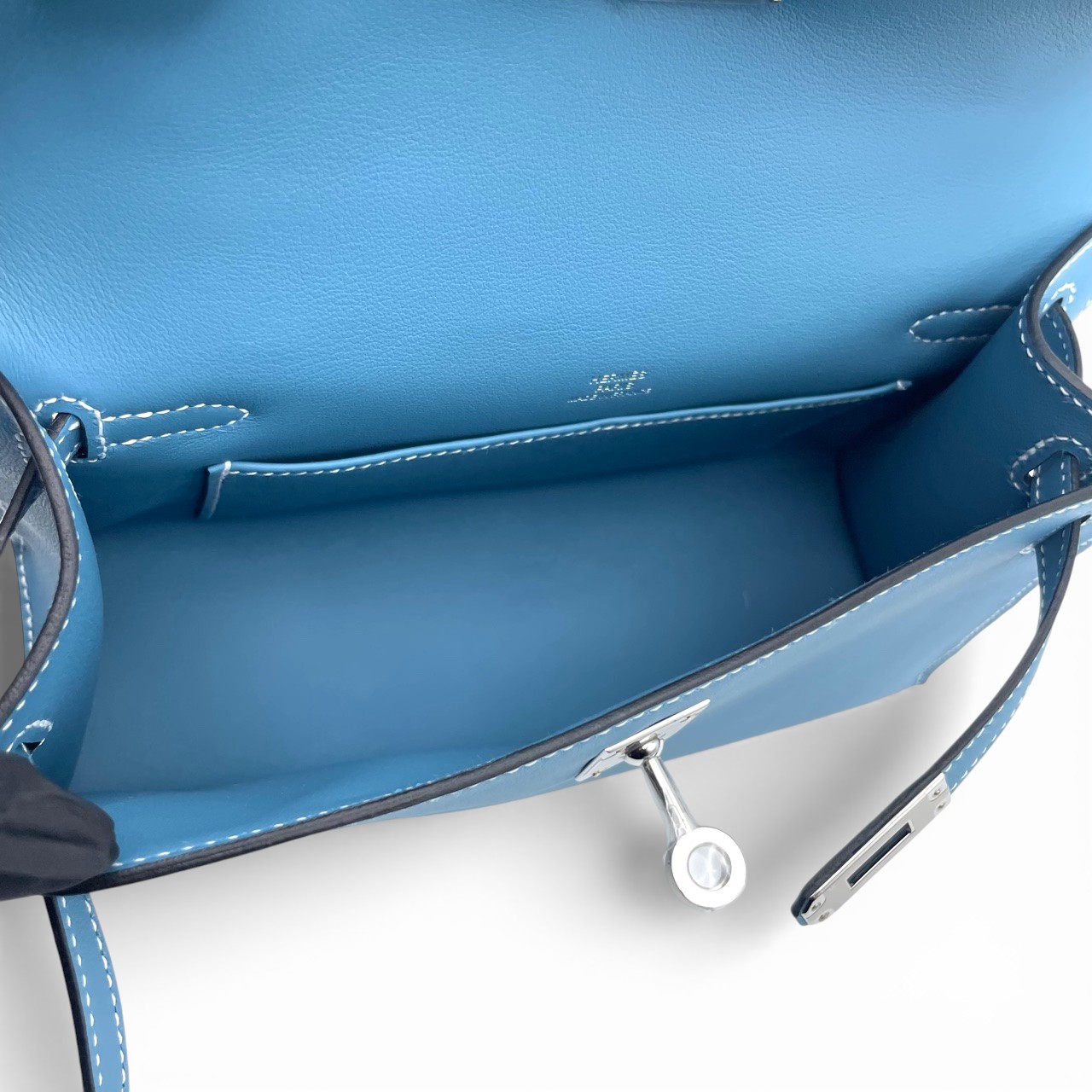 エルメス ポシェットケリー 22 ブルージーン スイフト シルバー金具 K