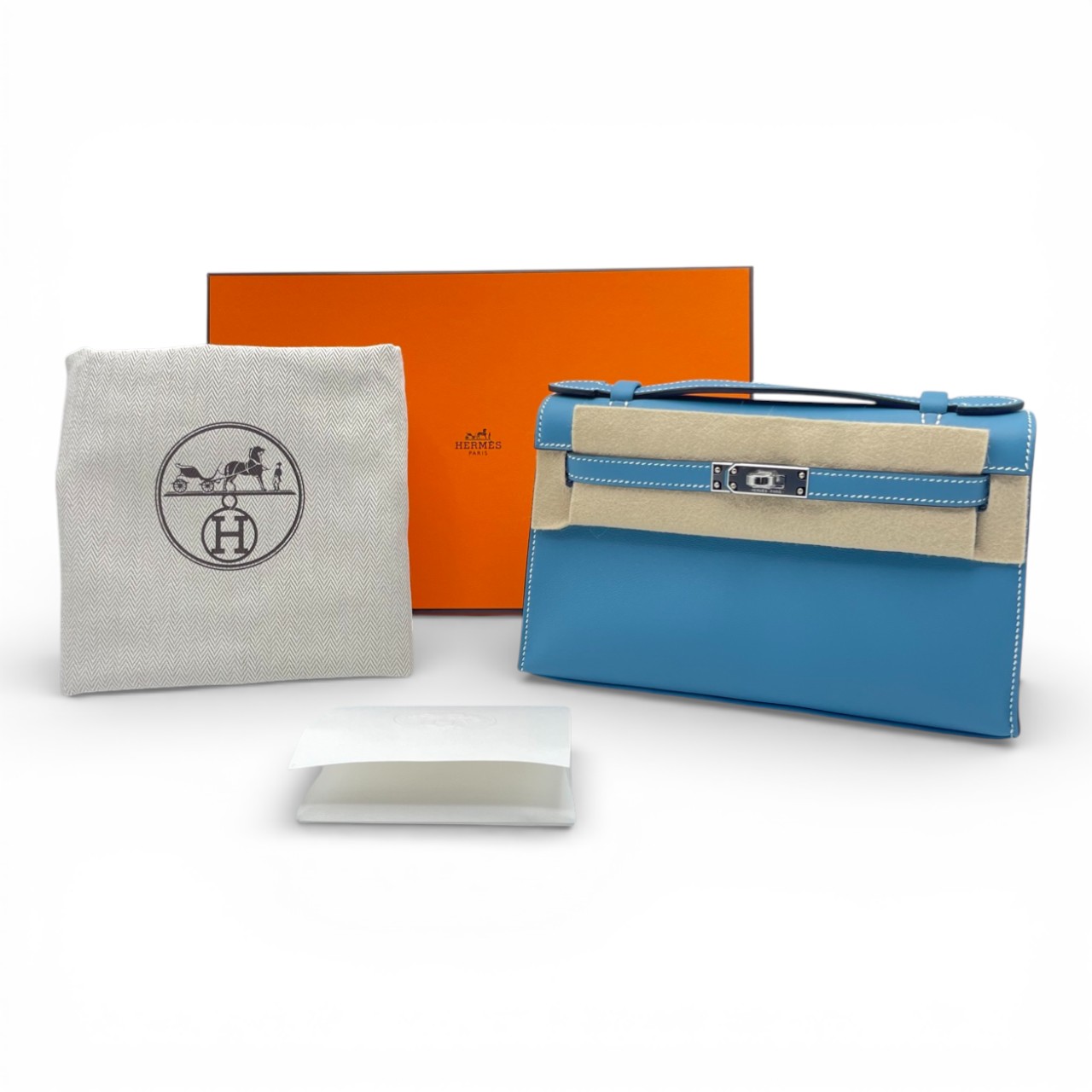 エルメス ポシェットケリー 22 ブルージーン スイフト シルバー金具 K刻印