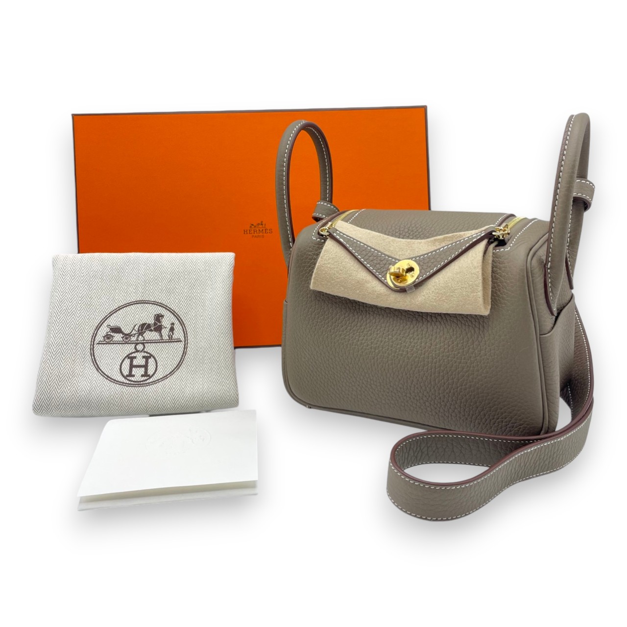 エルメス リンディミニ 20 エトゥープ トリヨンクレマンス ゴールド金具 K刻印