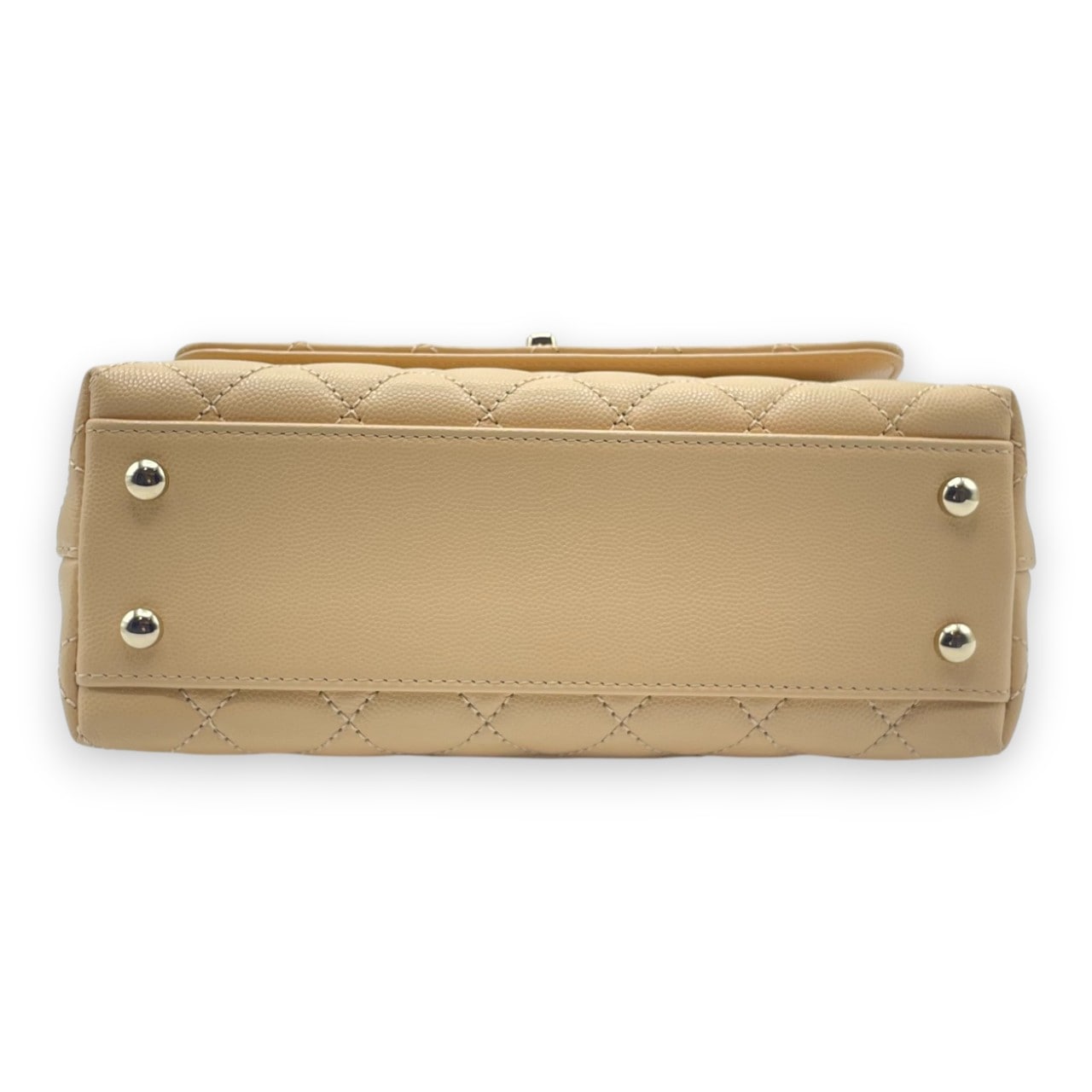 シャネル ココハンドル W24 ベージュ キャビアスキン ゴールド金具