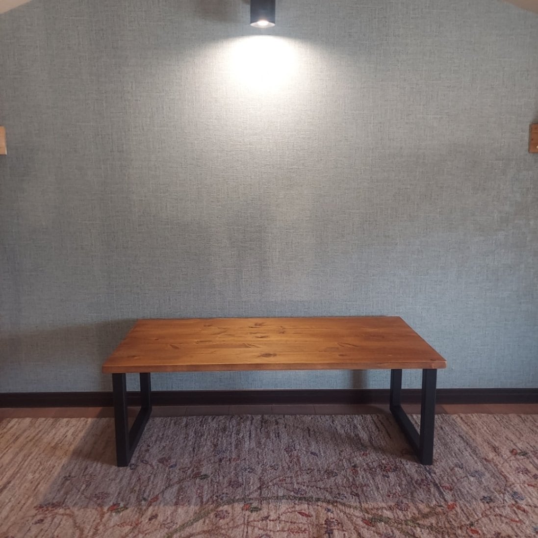 L120×W60×H32ローテーブル アイアン角脚コの字型 リビングテーブル