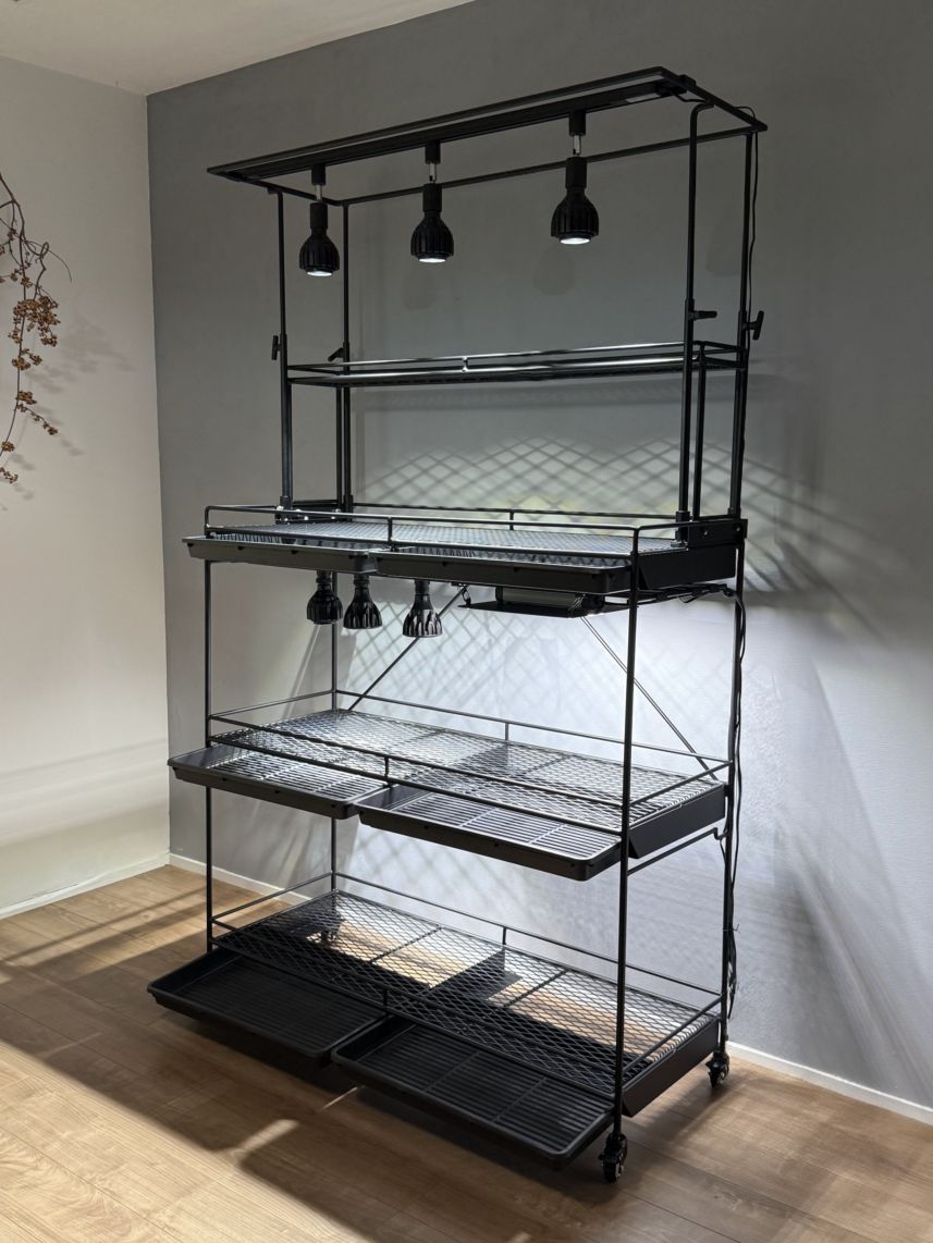 全段水受けトレー付き植物棚 ライティングレール ボタニカルシェルフ