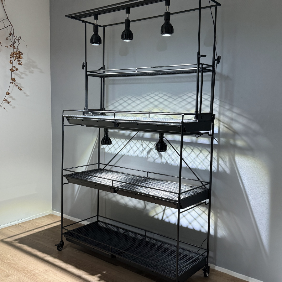 全段水受けトレー付き植物棚 ライティングレール ボタニカルシェルフ