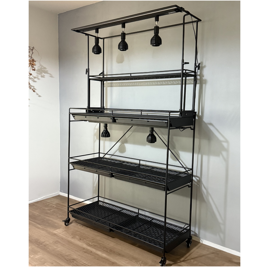 全段水受けトレー付き植物棚 ライティングレール ボタニカルシェルフ