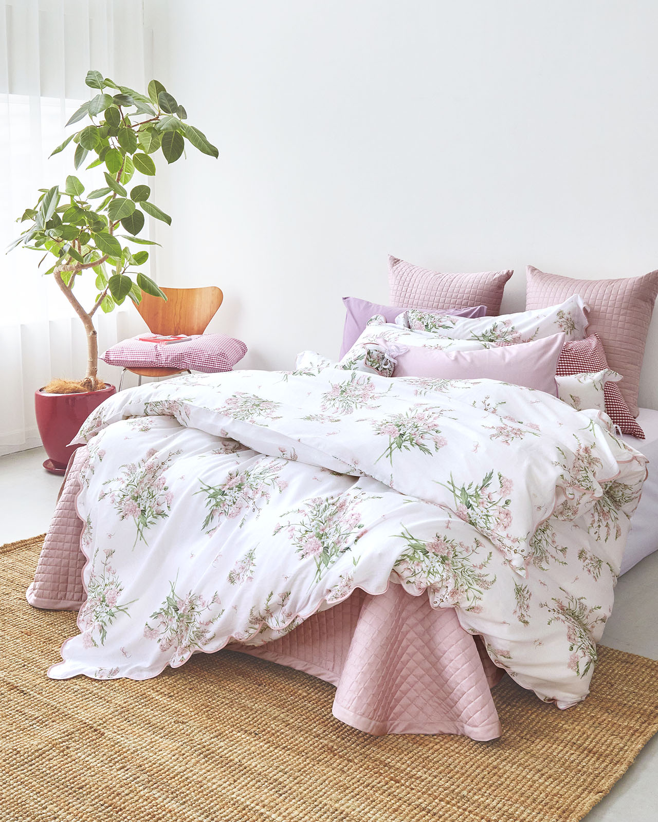 dea�óݤ����ĥ��С��å��֥� 190x210cm�åԥ󥯡�PROFUMI PRINT VOILE