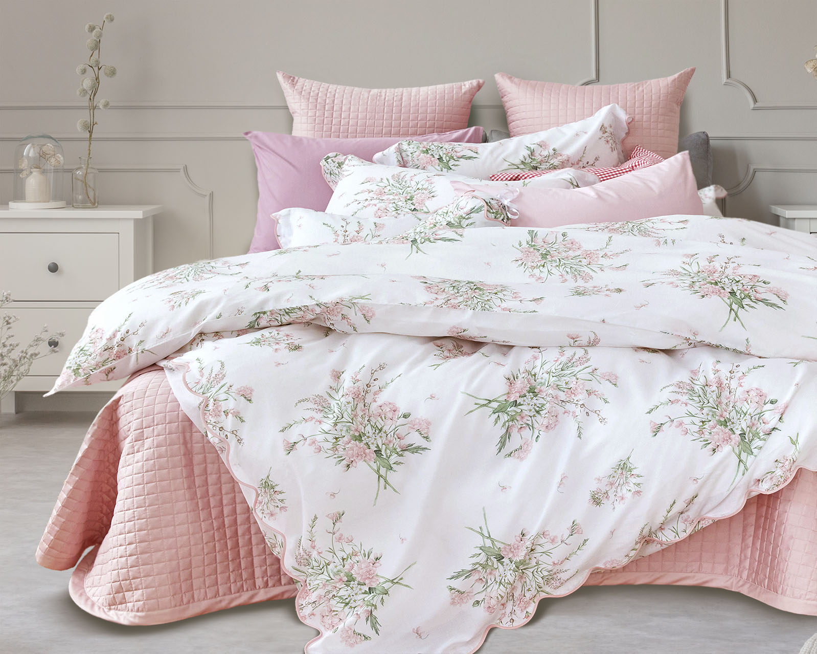 dea�óݤ����ĥ��С��å��֥� 190x210cm�åԥ󥯡�PROFUMI PRINT VOILE