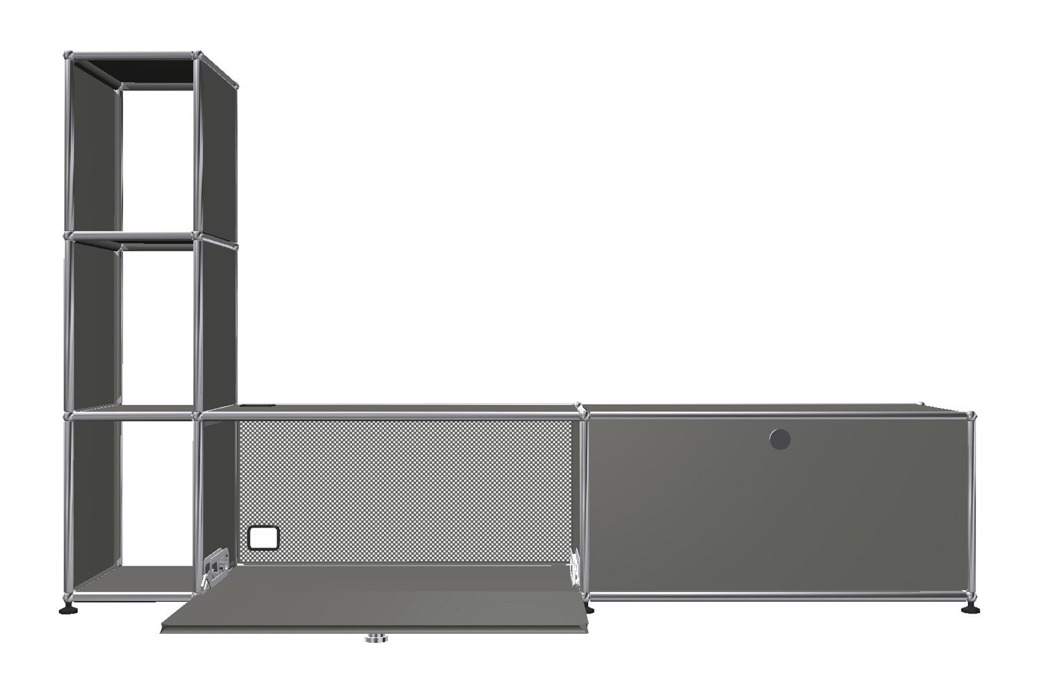 USM：Haller（ハラー）：750×350アントラサイト　パネル：4pcs USM Haller ハラーシステム 1列3段キャビネット 色：アントラ