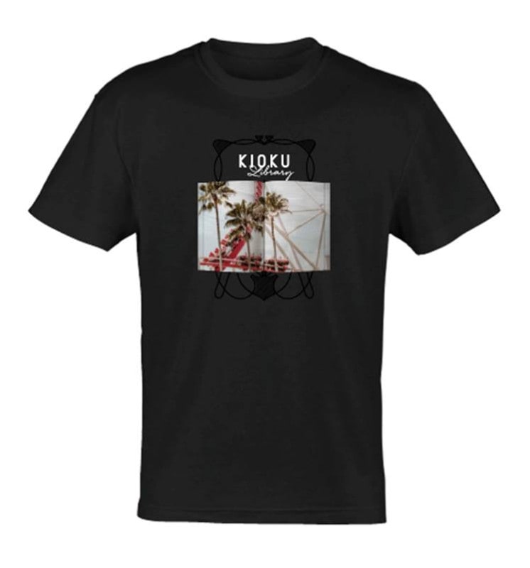 記憶の図書館　受注生産Tシャツ　D-黒　缶バッジ付き