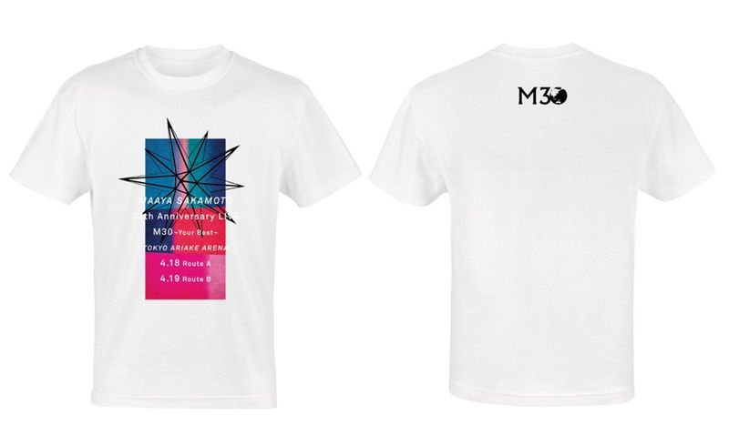 M30 Tシャツ白 星ブルーレッド