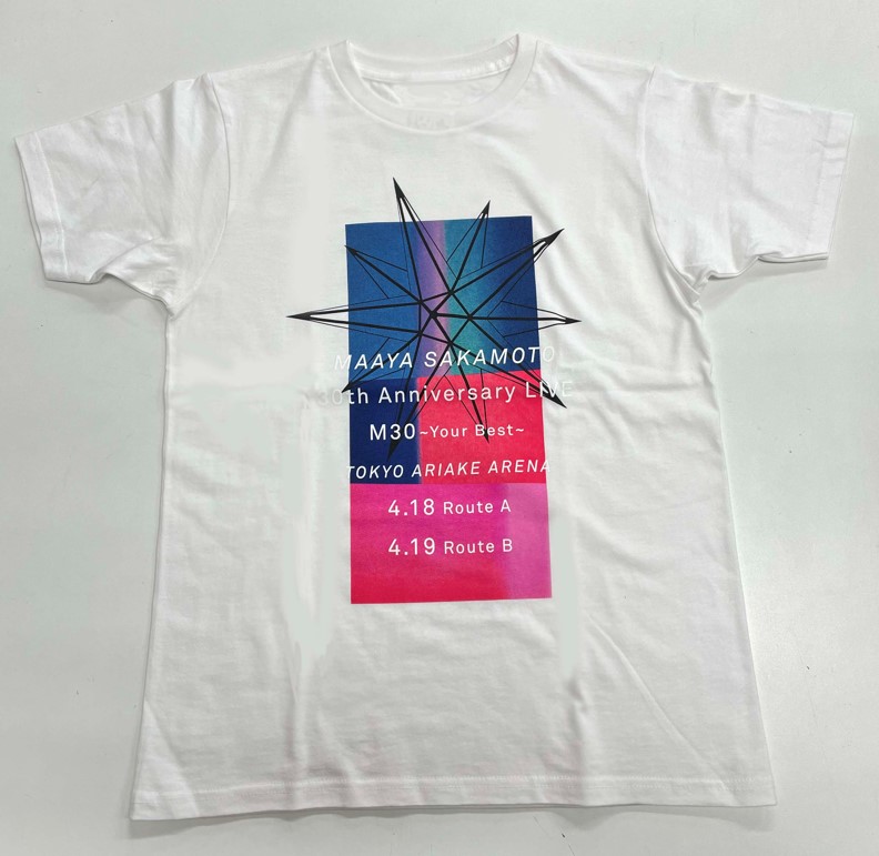 M30 Tシャツ白 星ブルーレッド