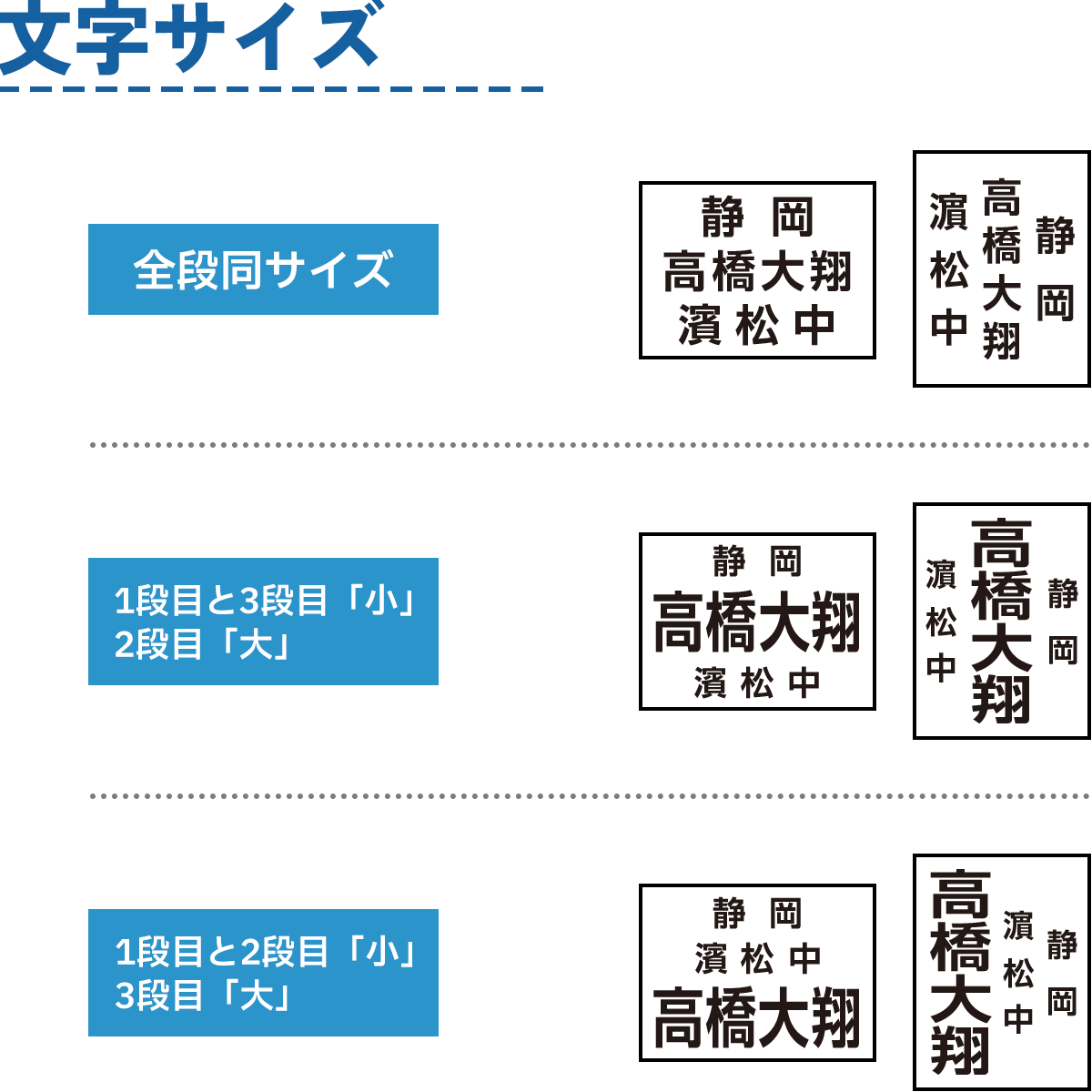 【仕様変更あり】一般ゼッケン 3段 W15cm×H10cm W20cm×H15cm 選べる生地タイプ 選べる生地サイズ