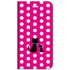 iPhone 手帳型ケース 親子猫白ドット-ピンク【 SE2 11 X 8 他各機種対応】 フラップなし スタンド クロネコ 足跡 ドット st47|iPhone対応|スマホ対応手帳型ケース