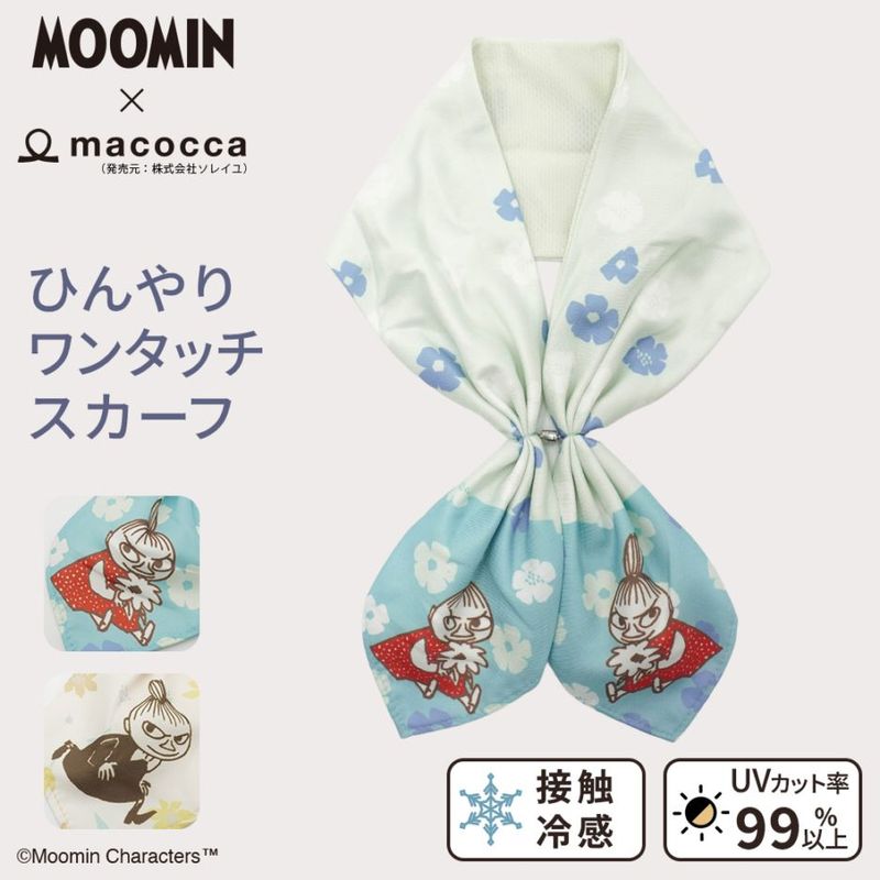 【2026新作】【ムーミンコラボ】 ひんやりワンタッチスカーフ　花とリトルミイ 10cm×75cm(加工後) Moomin
