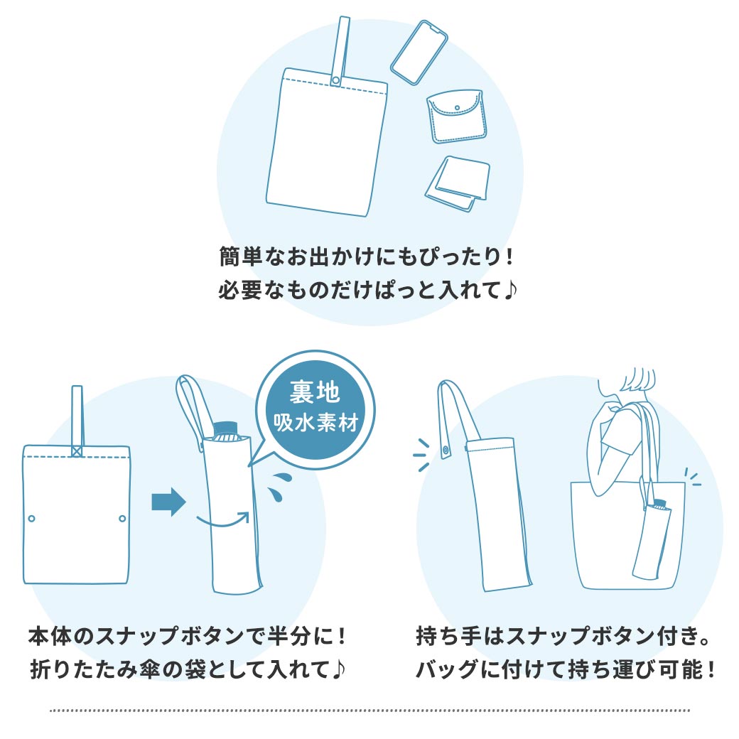 【2026新作】【ムーミンコラボ】吸水機能付き２Way折傘バッグ [裏地吸水素材/折りたたみ用/レイングッズ] moomin