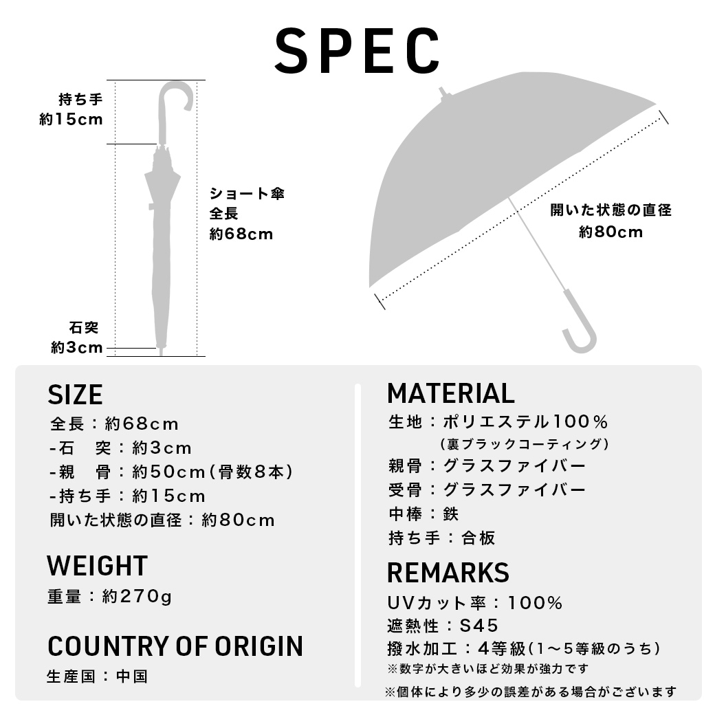 【宮下和コラボ】 晴雨兼用 ショート傘 完全遮光 日傘   遮光率100% 遮蔽率100% 撥水 親骨50cm 紫外線カット UVカット 【ギフト】7040 7042 7044