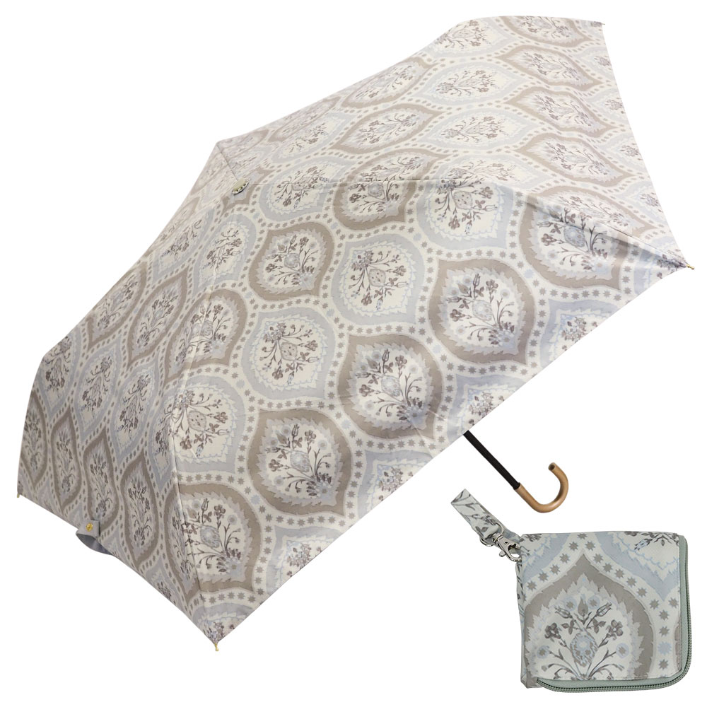 【2026母の日】【吸水ケース付ギフトセット販売中】100％完全遮光 UVカット 日傘/雨傘/晴雨兼用傘　折りたたみ傘 Paraffi(パラフィ)グラフィックシリーズ ダマスク柄 親骨51cm