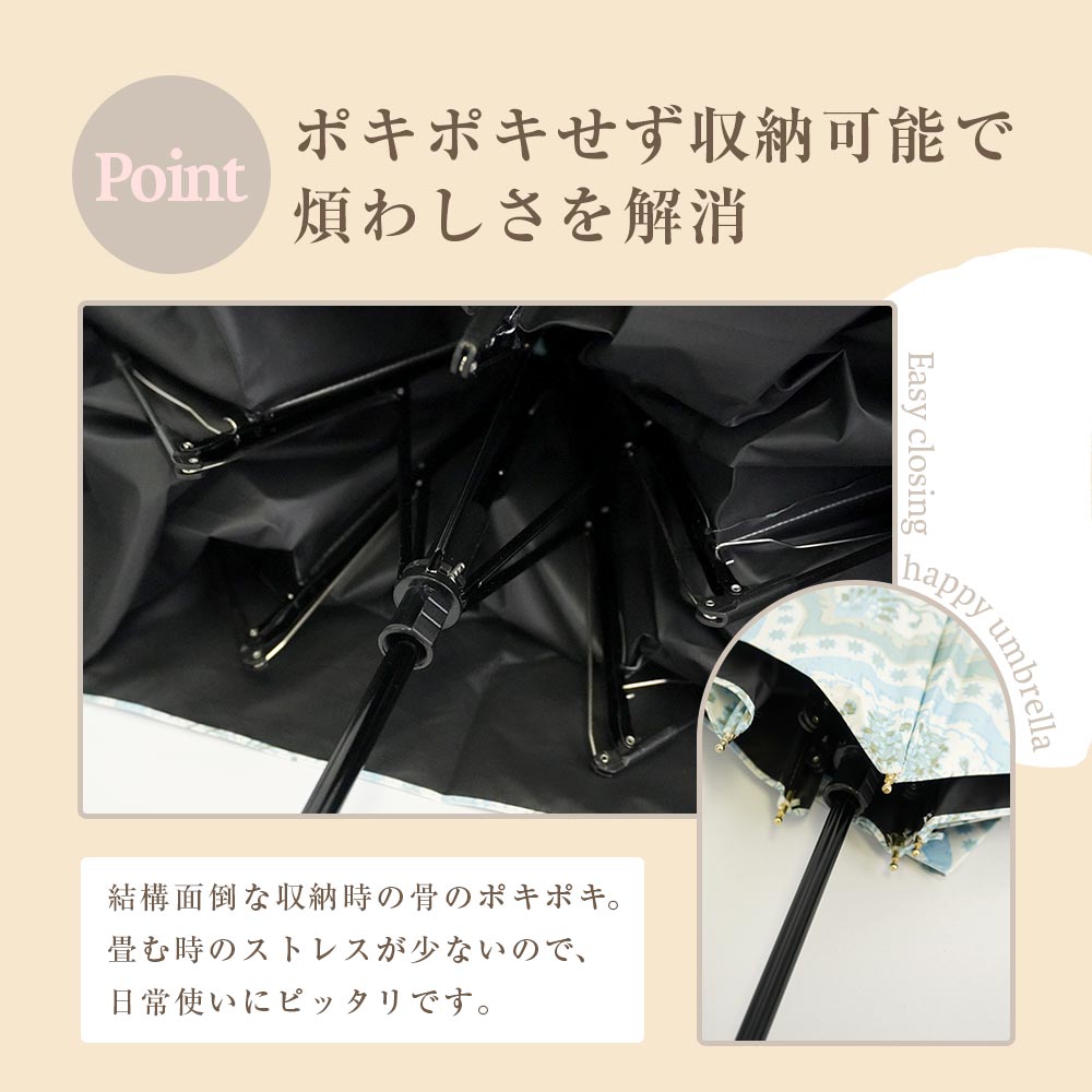【2025新作】100％完全遮光 UVカット 日傘/雨傘/晴雨兼用傘　折りたたみ傘 Paraffi(パラフィ)グラフィックシリーズ サラサ柄 更紗柄 親骨51cm