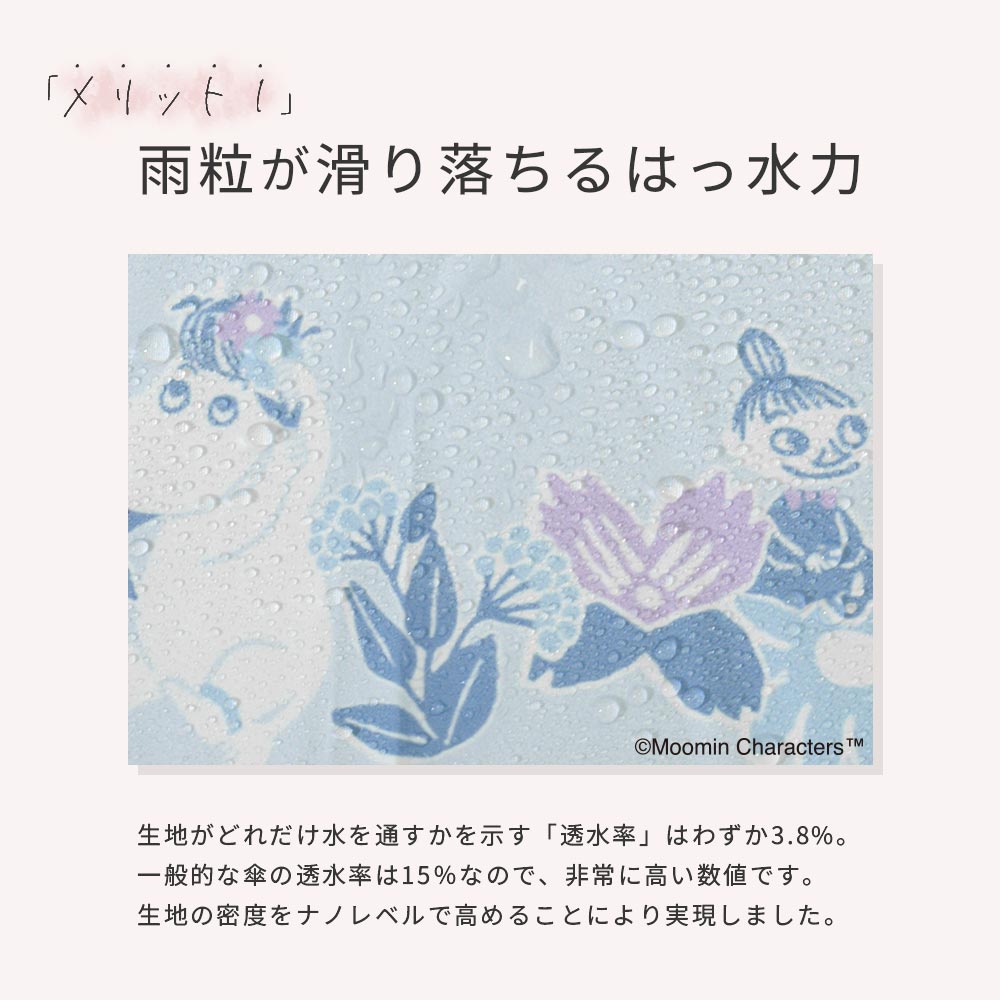 【2025新作】【ムーミンコラボ】雨晴兼用 軽量 ポンジー生地 折りたたみ傘  スナフキン ミイ撥水加工 雨傘 親骨50cm Moomin