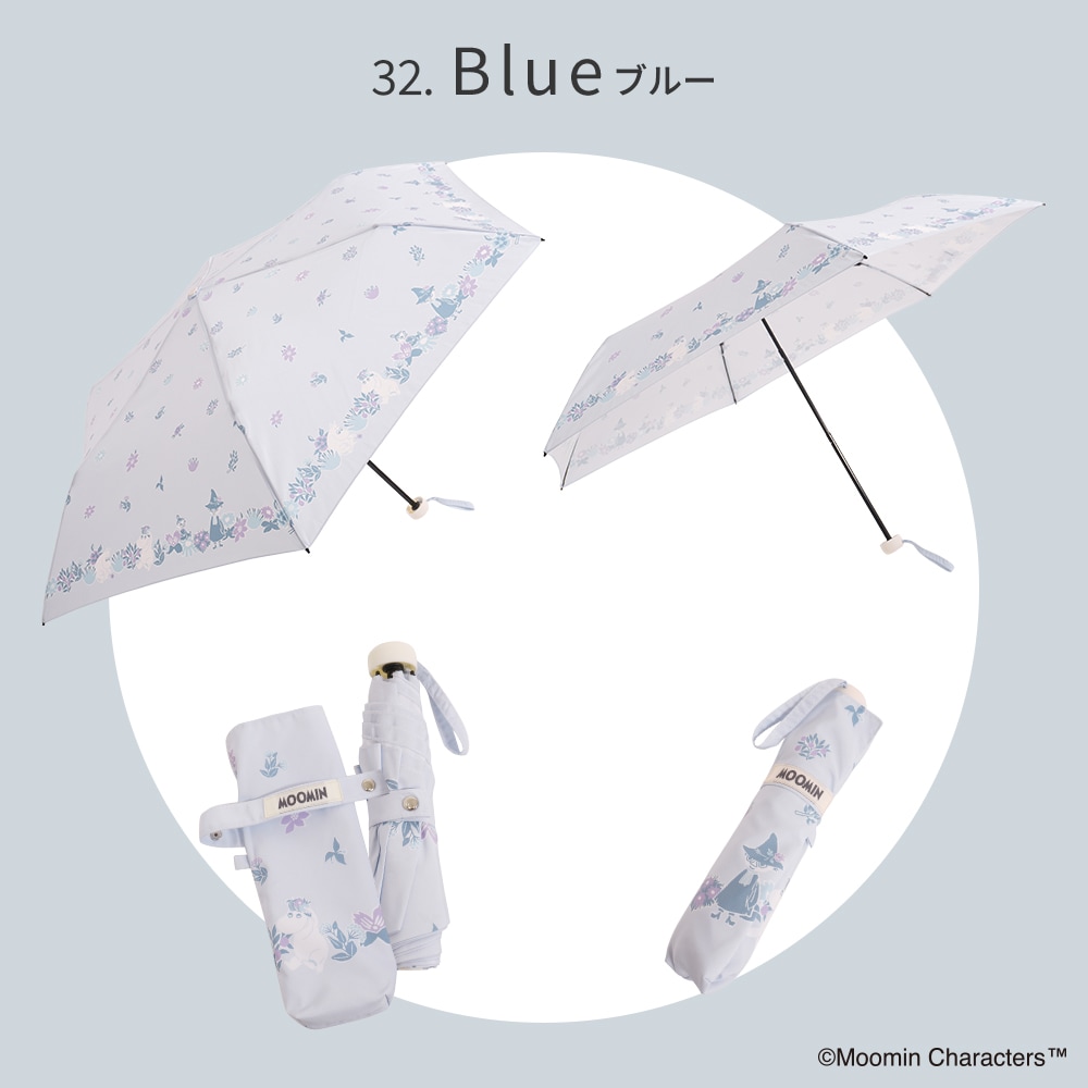 【2025新作】【ムーミンコラボ】雨晴兼用 軽量 ポンジー生地 折りたたみ傘  スナフキン ミイ撥水加工 雨傘 親骨50cm Moomin