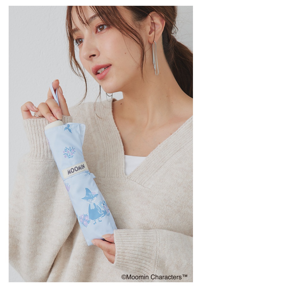 【2025新作】【ムーミンコラボ】雨晴兼用 軽量 ポンジー生地 折りたたみ傘  スナフキン ミイ撥水加工 雨傘 親骨50cm Moomin