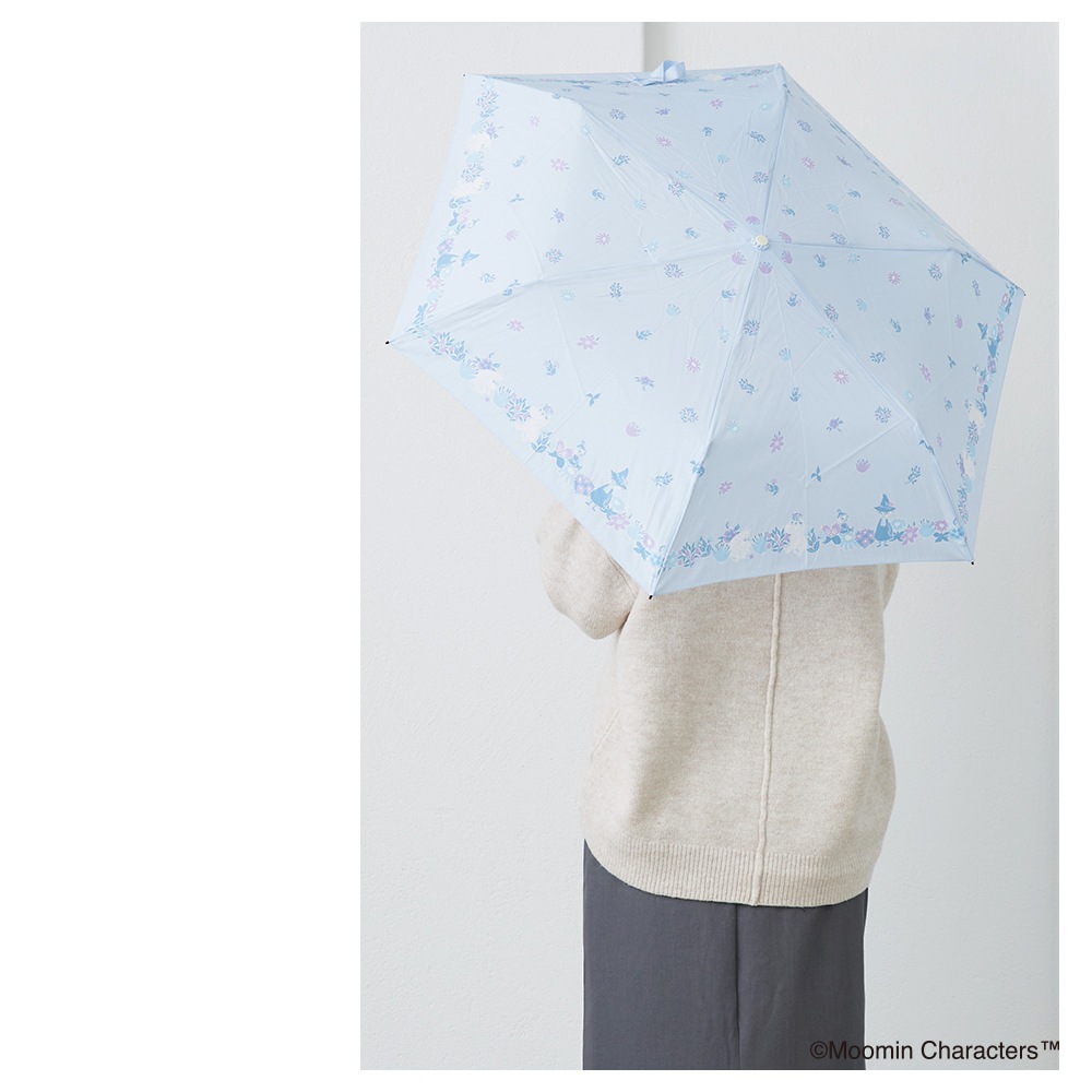 【2025新作】【ムーミンコラボ】雨晴兼用 軽量 ポンジー生地 折りたたみ傘  スナフキン ミイ撥水加工 雨傘 親骨50cm Moomin