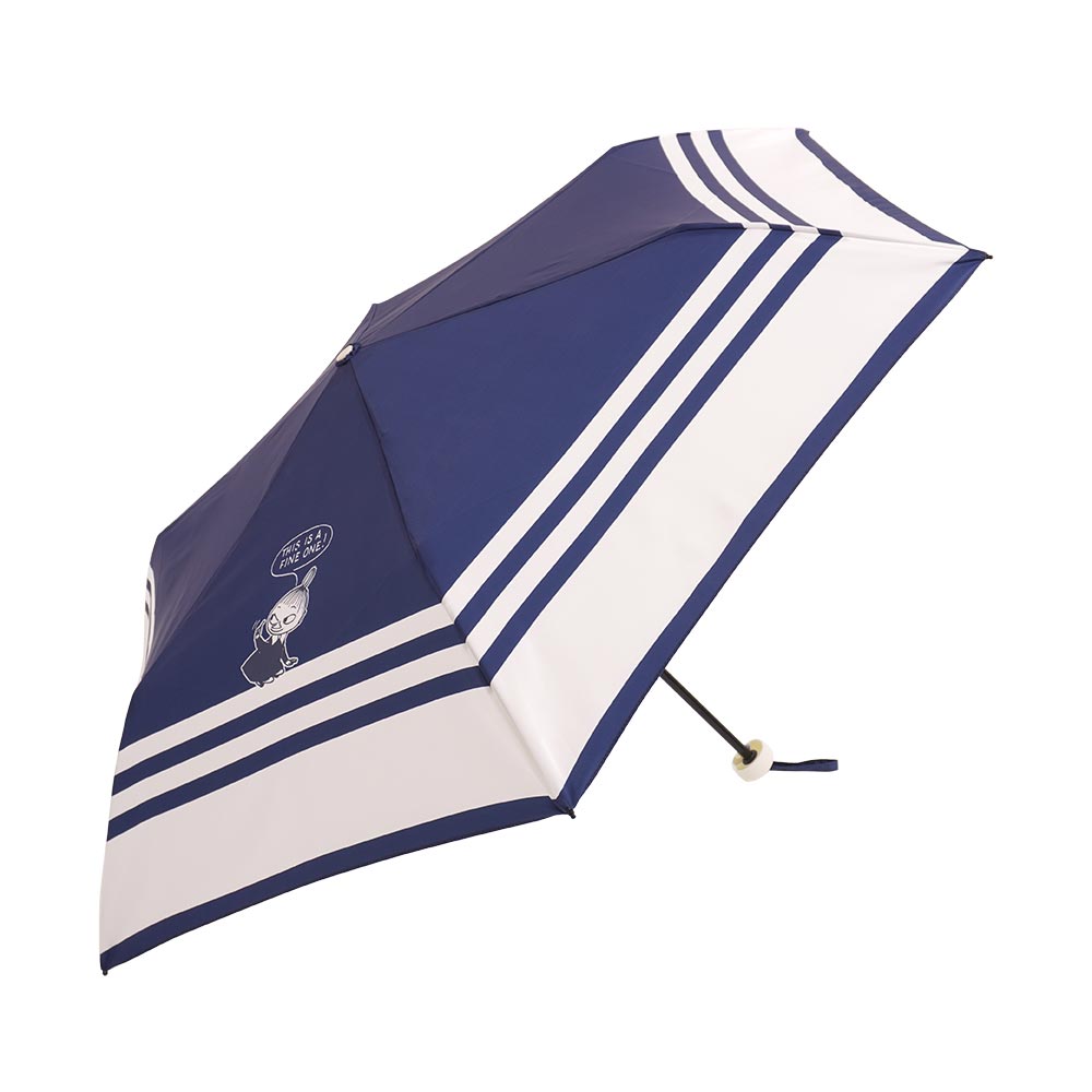 【2025新作】【ムーミンコラボ】雨晴兼用 軽量 ポンジー生地 折りたたみ傘  ボーダーリトルミイ 撥水加工 雨傘 親骨50cm Moomin