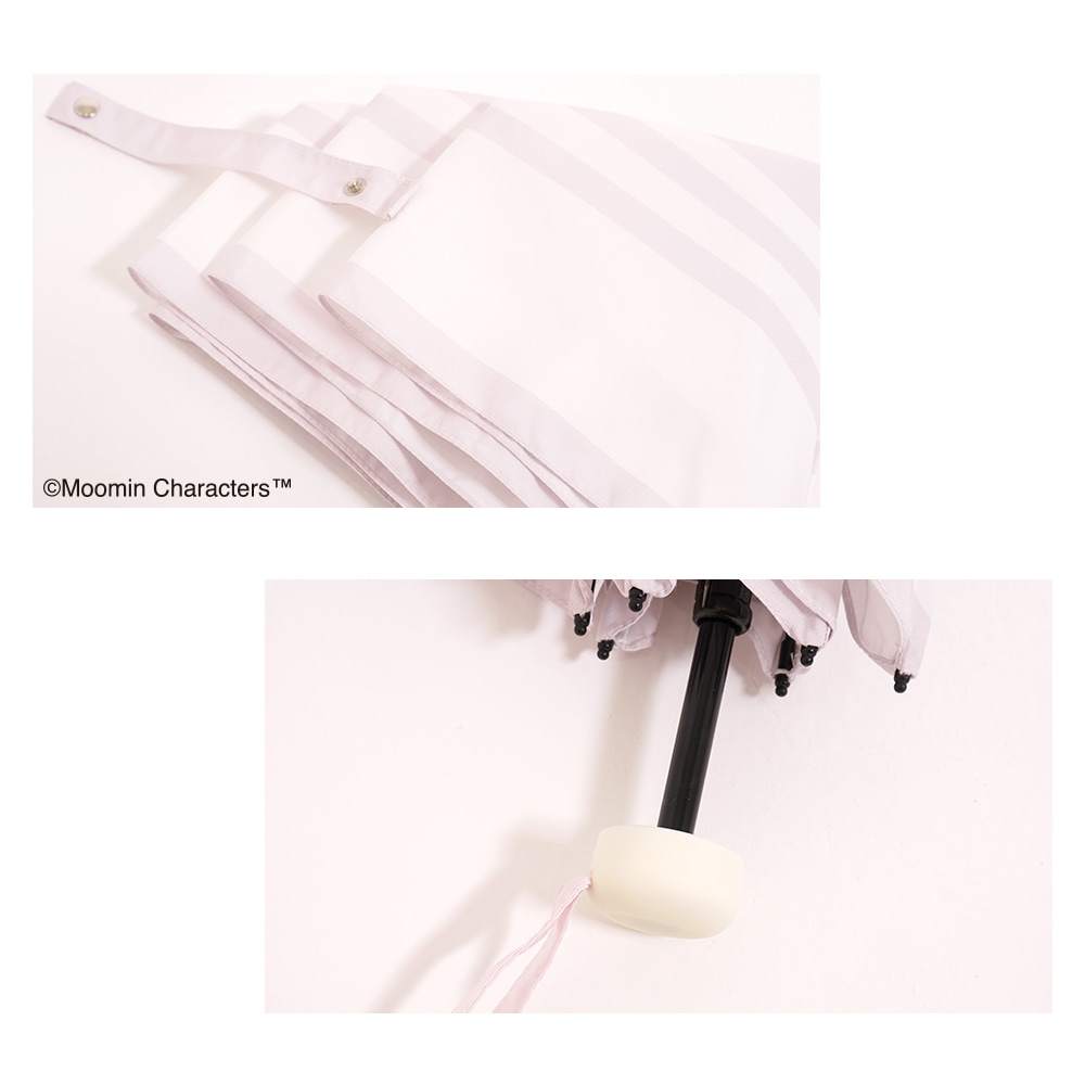 【2025新作】【ムーミンコラボ】雨晴兼用 軽量 ポンジー生地 折りたたみ傘  ボーダーリトルミイ 撥水加工 雨傘 親骨50cm Moomin