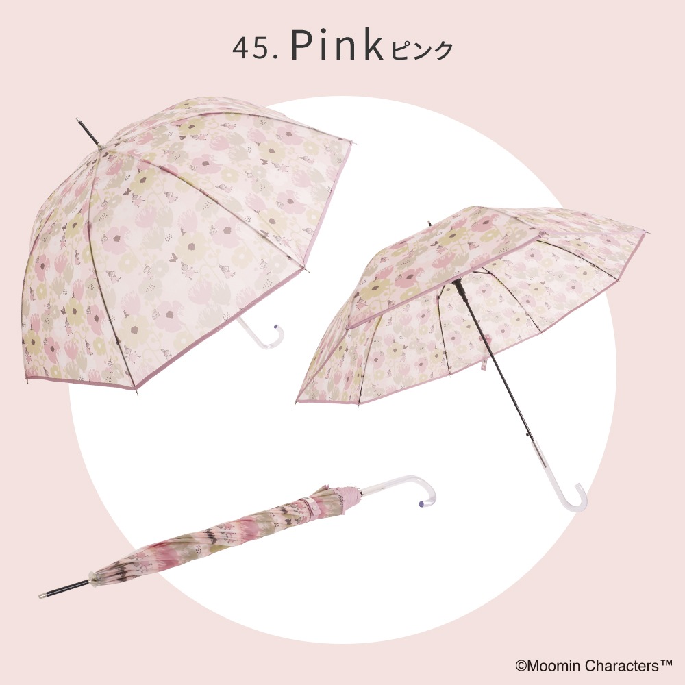 【2025新作】【ムーミンコラボ】TPU ジャンプ傘  花とリトルミイ 総柄 撥水 雨傘 親骨60cm Moomin
