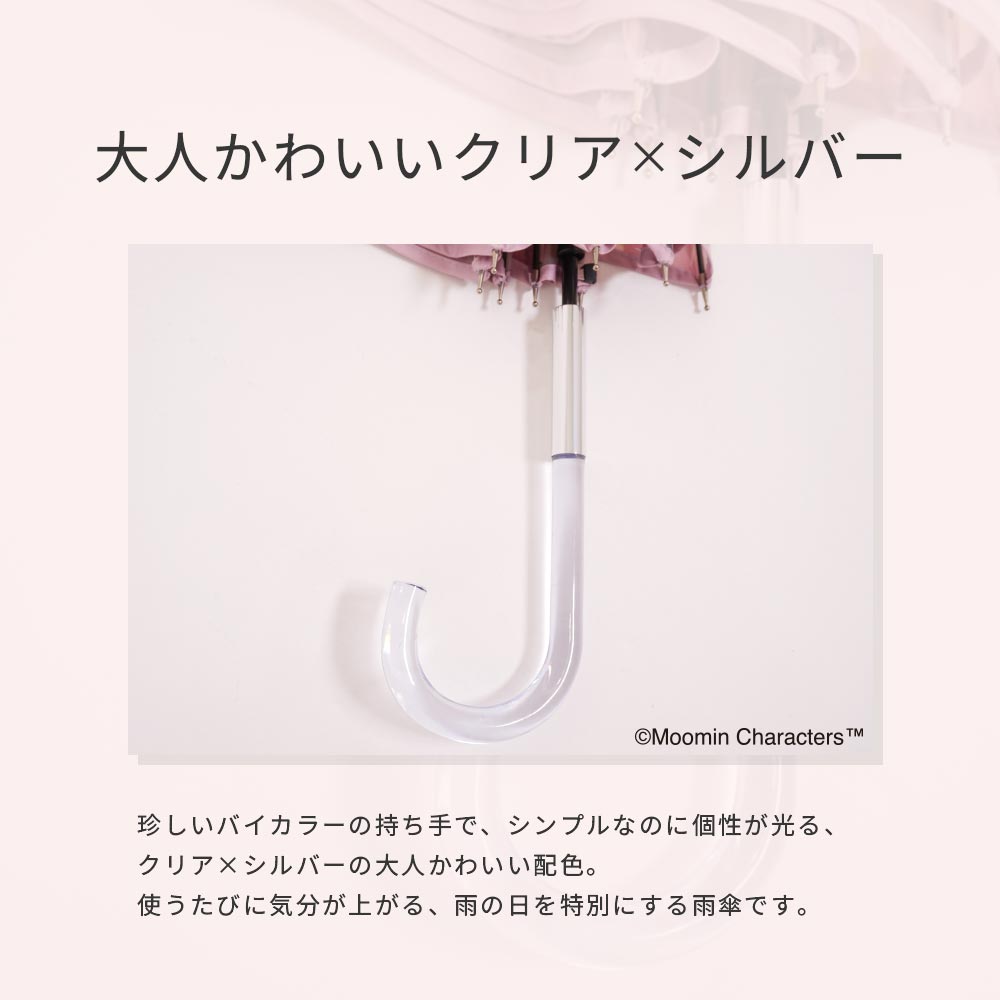【2025新作】【ムーミンコラボ】TPU ジャンプ傘  花とリトルミイ 総柄 撥水 雨傘 親骨60cm Moomin
