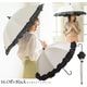 【再入荷】100％完全遮光 UVカット 日傘/雨傘/晴雨兼用傘 超撥水 ブラックコーティング リボン付BIGフリルショート傘 makez.(マケズ) 親骨55cm