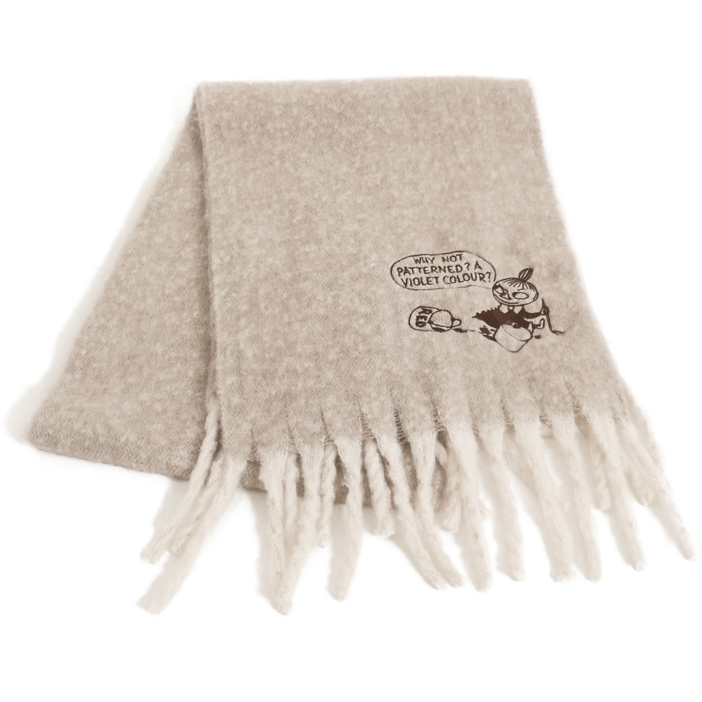 【2025新作】【ムーミンコラボ】リトルミイ刺繍 ふわもこ太フリンジマフラー 37cm×200cm Moomin