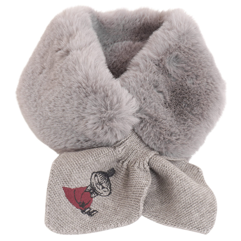 【2025新作】【ムーミンコラボ】リサイクルエコファー ニット差込 ティペット リトルミイ刺繍 10cm×80cm Moomin