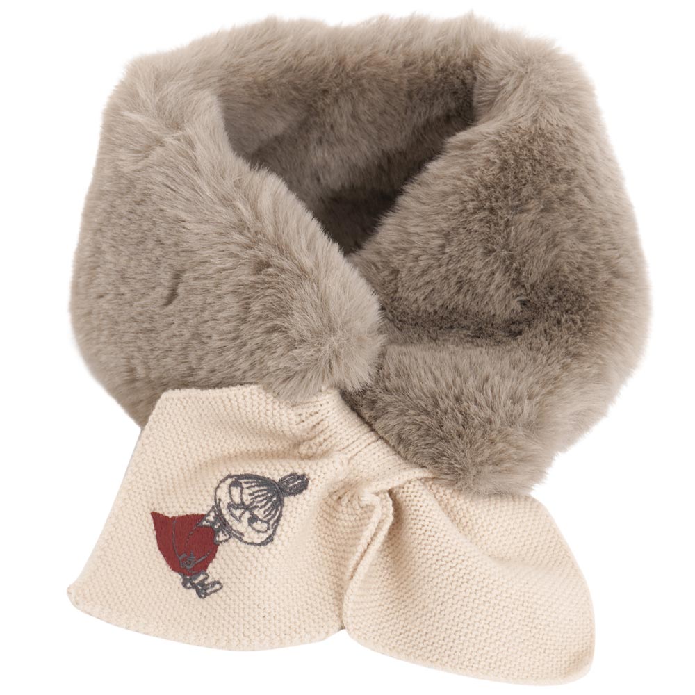 【2025新作】【ムーミンコラボ】リサイクルエコファー ニット差込 ティペット リトルミイ刺繍 10cm×80cm Moomin