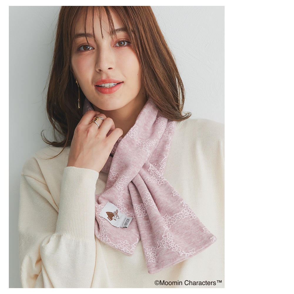 【2025新作】【ムーミンコラボ】リトルミイワッペン付 差込刺繍マフラー 14cm×92cm Moomin