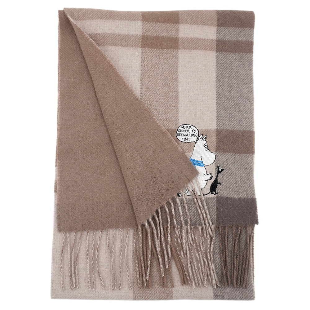 【数量限定】【2025新作】【ムーミンコラボ】刺繍入りカシミヤリバーシブルマフラー [男女兼用] 30cmx186cm Moomin