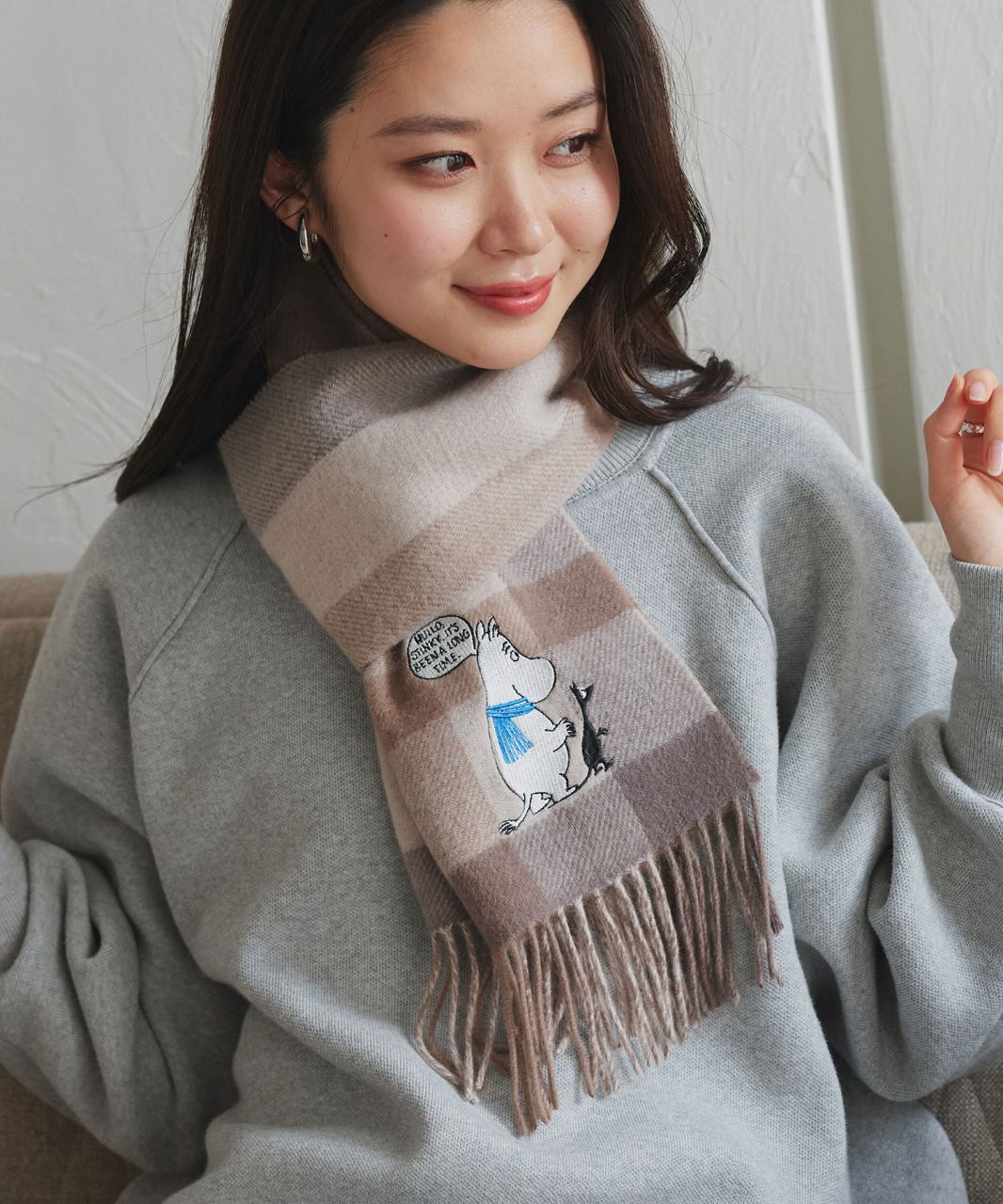 数量限定】【2025新作】【ムーミンコラボ】刺繍入りカシミヤ