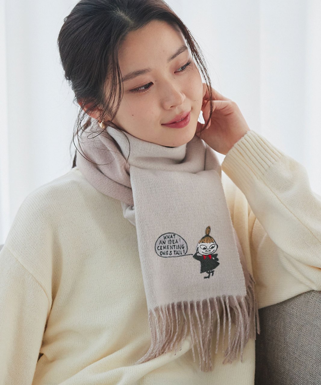 数量限定】【2025新作】【ムーミンコラボ】刺繍入りカシミヤ