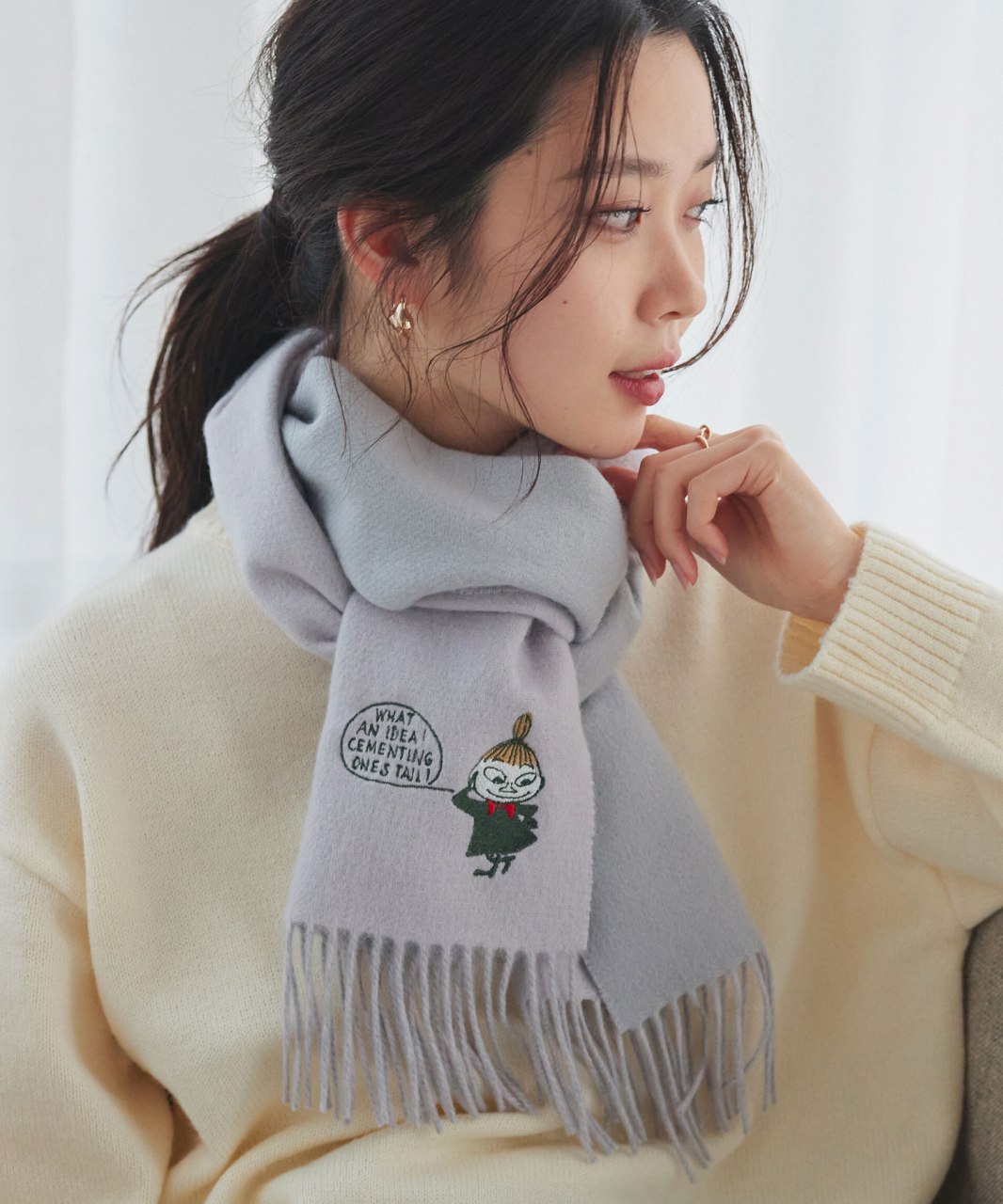 数量限定】【2025新作】【ムーミンコラボ】刺繍入りカシミヤ